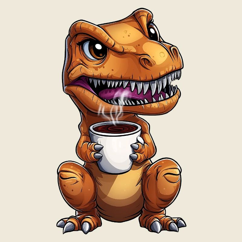 Morning grouch T-Rex Dino with coffee :)