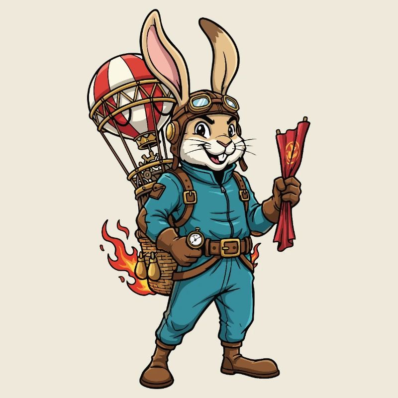Rabbit Aviator Steampunk Hot Air Balloon Flight