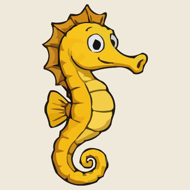 Hippocampe jaune en dessin animé