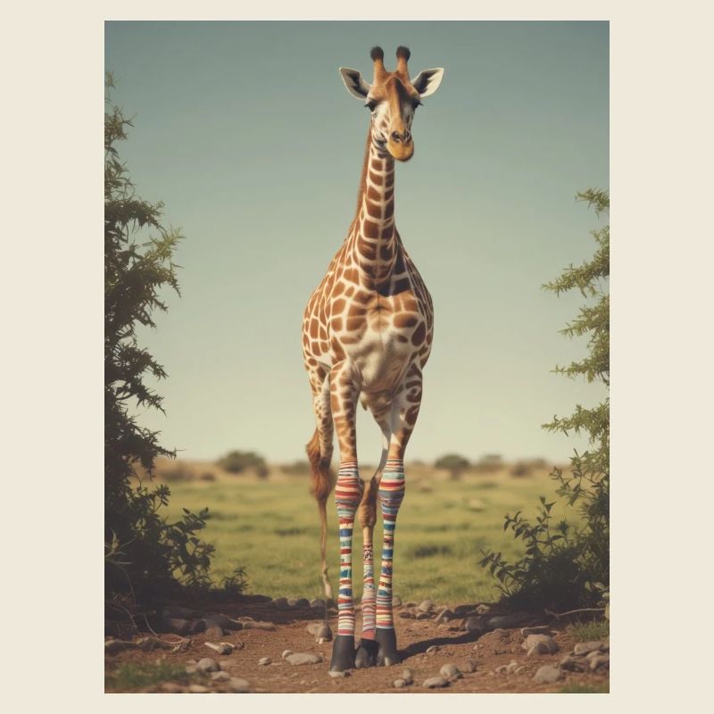 Girafe avec chaussettes