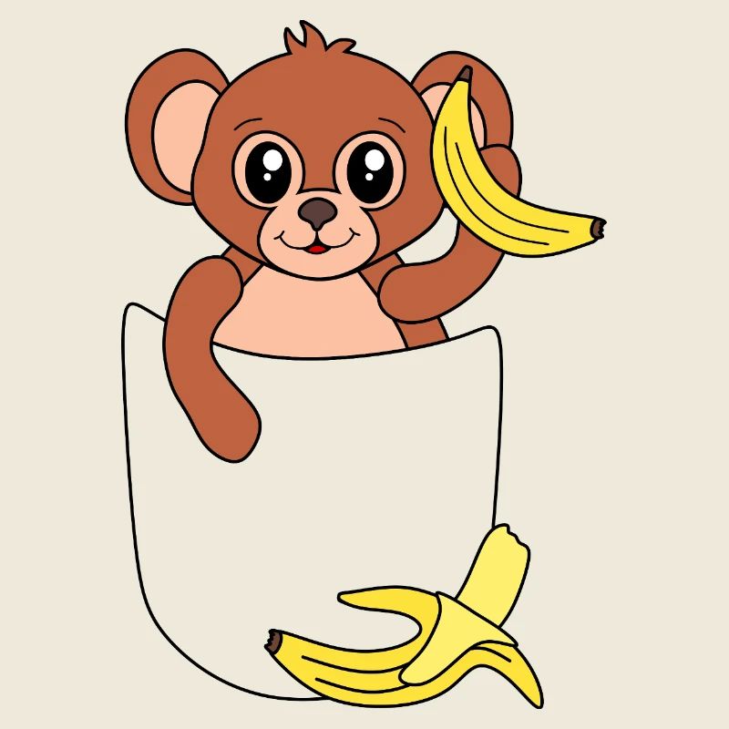 Affe in Brusttasche – lustiges Tierdesign