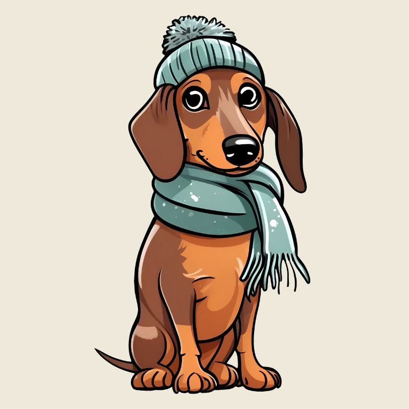 Teckel mignon dans un look d’hiver festif !