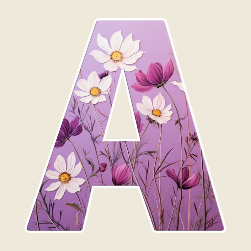 Lettre A, Monogramme, Motif Floral