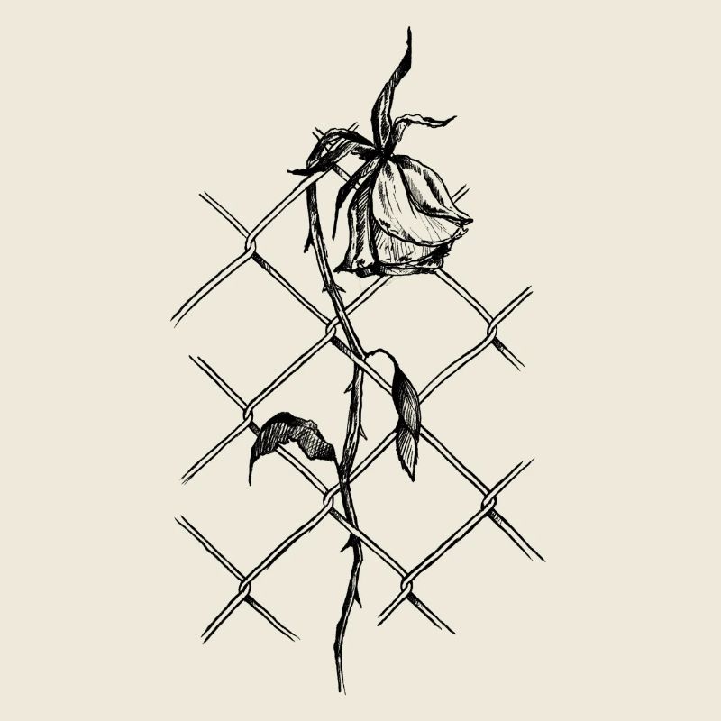 Blüte der Überwindung: Rose im Maschendraht