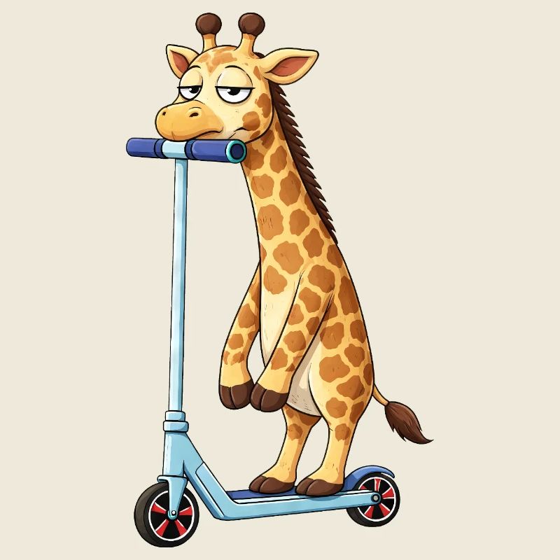 Süße Giraffe Roller Scooter Freundschaft Cartoon