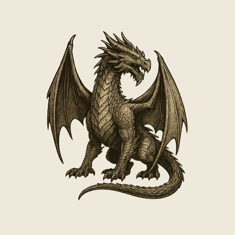 Legendary Dragon Style Engraving