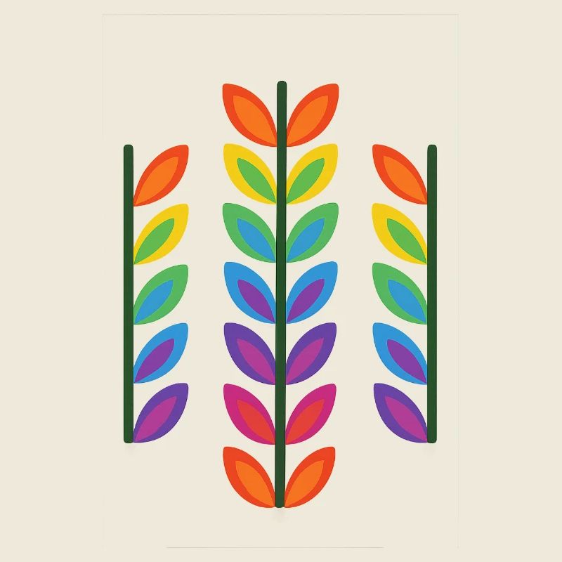 Rainbow leaf design in vibrant style