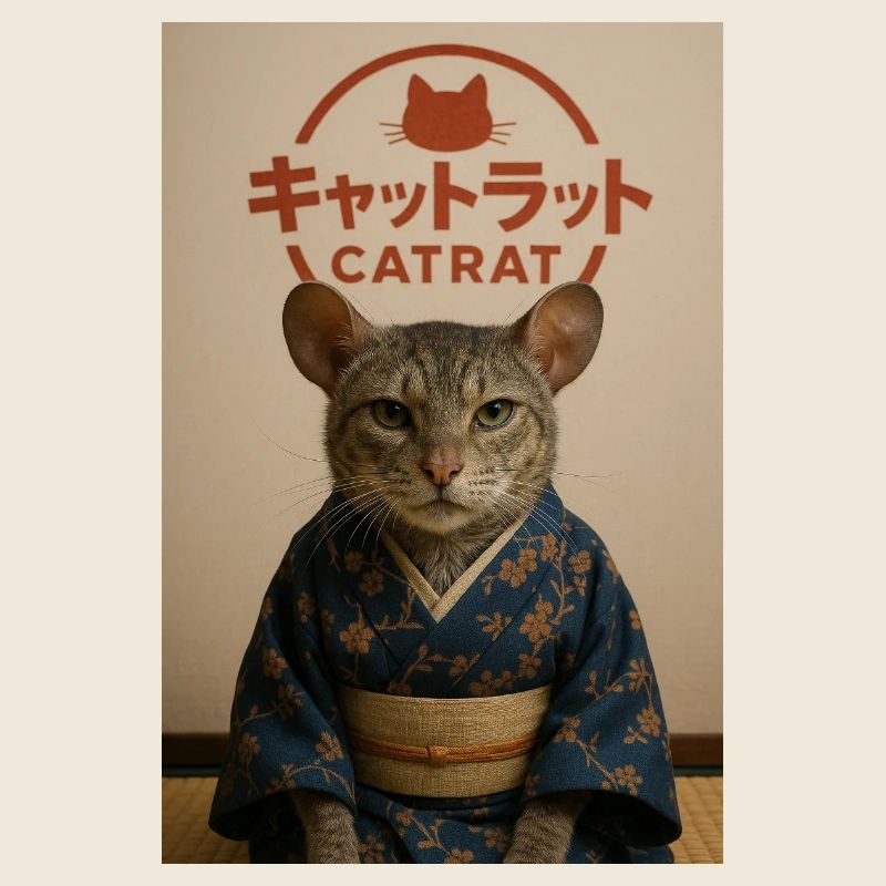 Cat Elegance in Kimono