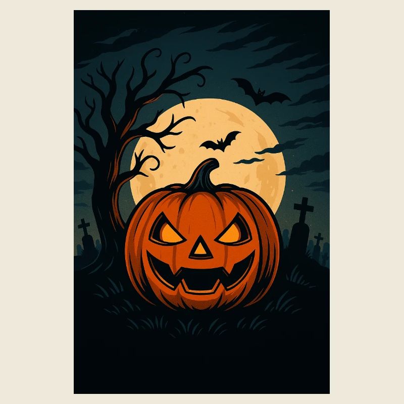 Nuit hantée de citrouilles – Œuvre d'art effrayante d'Halloween