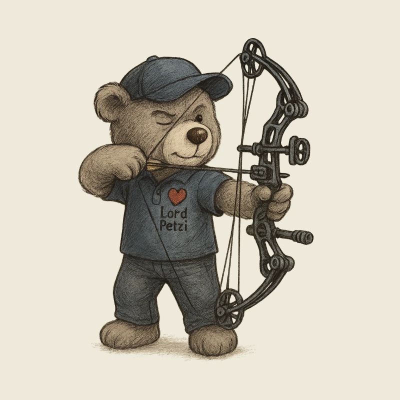 Lord Petzi mit Bogen und Pfeil