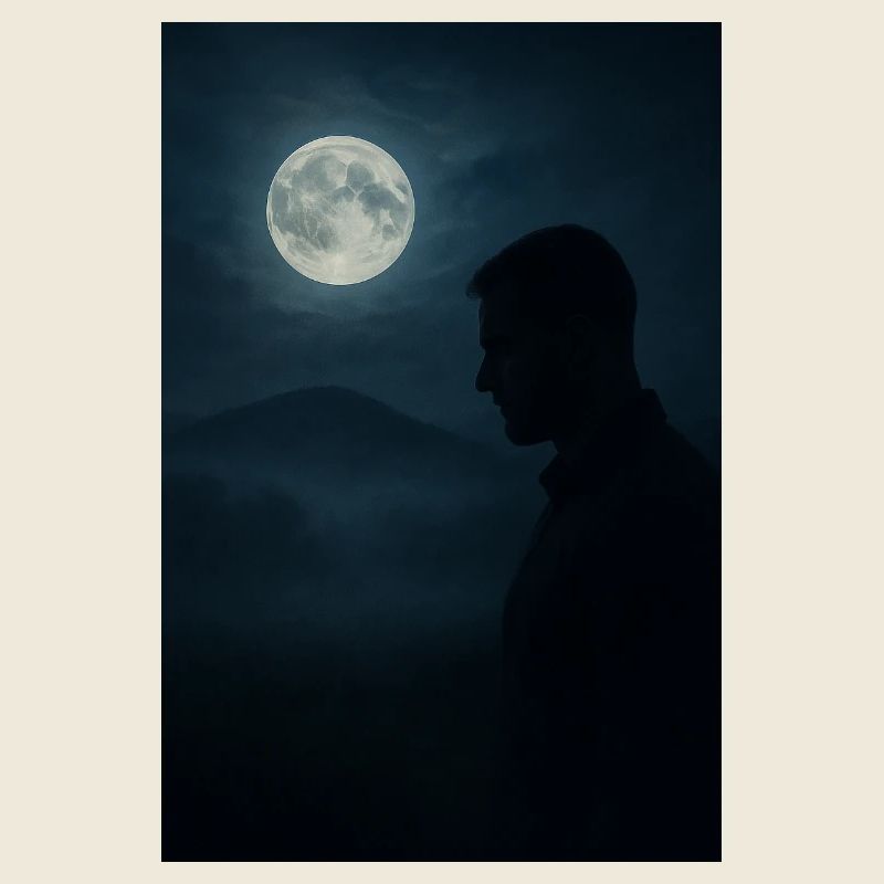 Silhouette nocturne sous la lune
