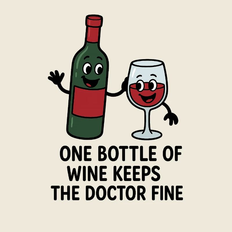 Illustration de bouteille de vin et de verre à vin joyeux