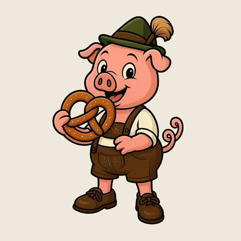 Humorvolles Ferkel mit Brezel