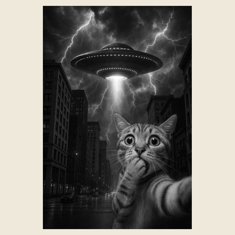 Selfie Cat with Alien UFO - UFO Cat