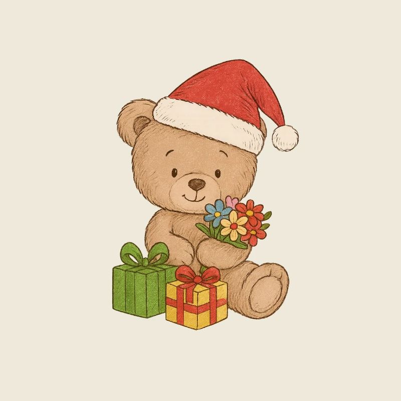 Ours en peluche mignon avec chapeau de Noël