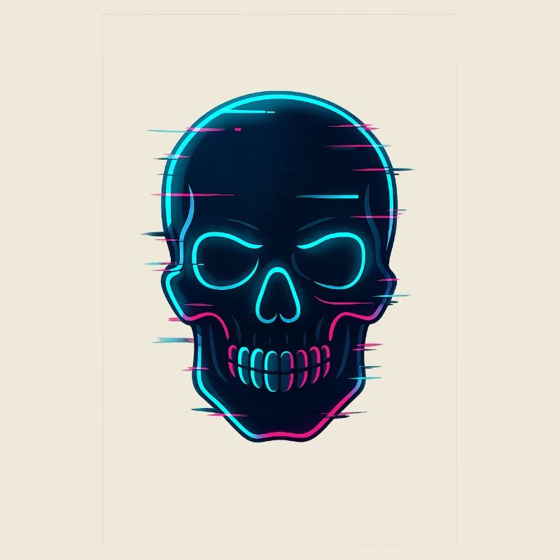 Neon Cyber Skull Design