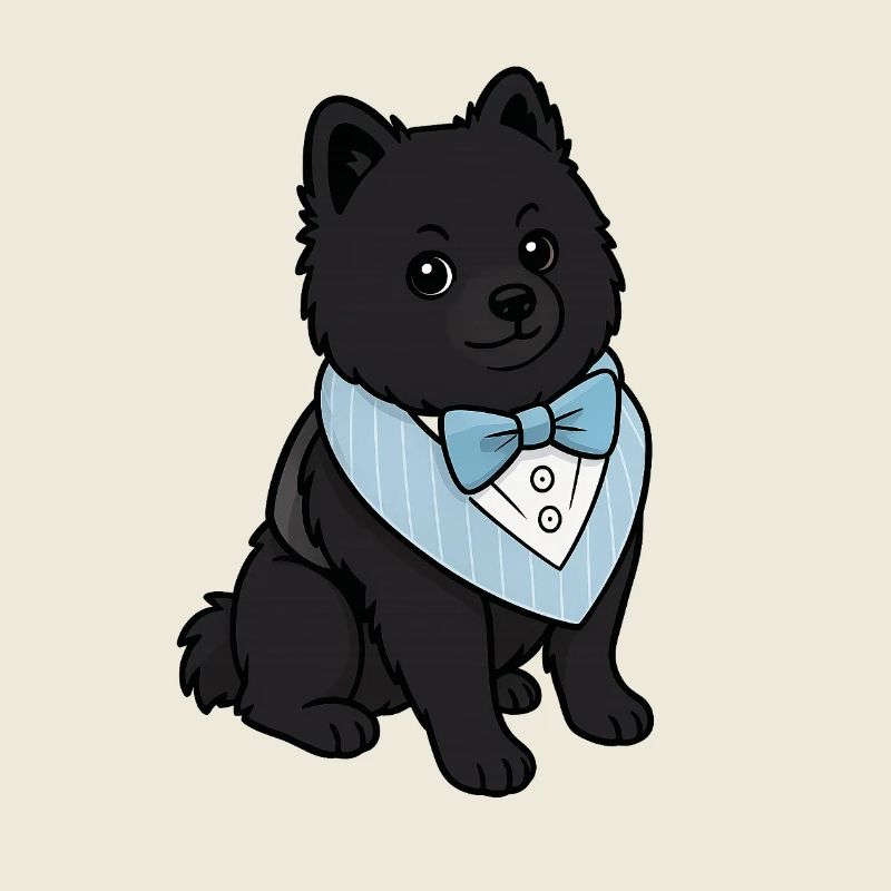 Chien Spitz élégant en nœud papillon