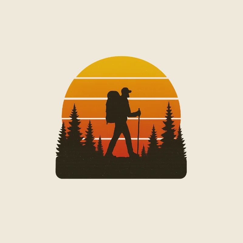 Adventurous hiker sunset
