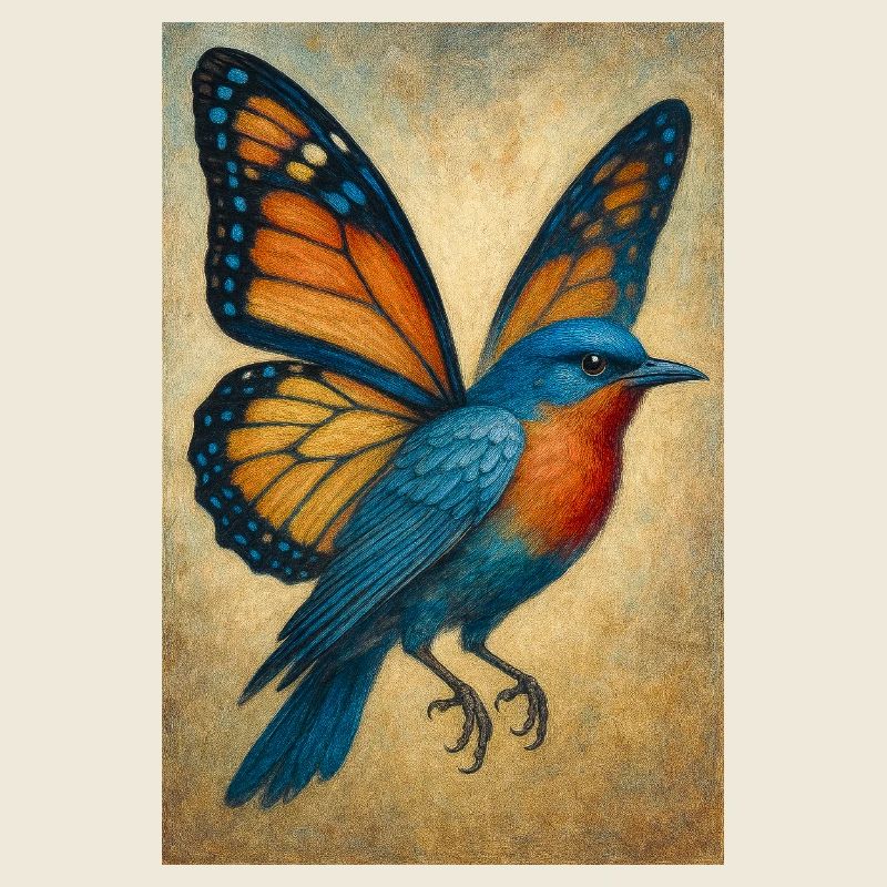 Oiseau volant avec des ailes de papillon