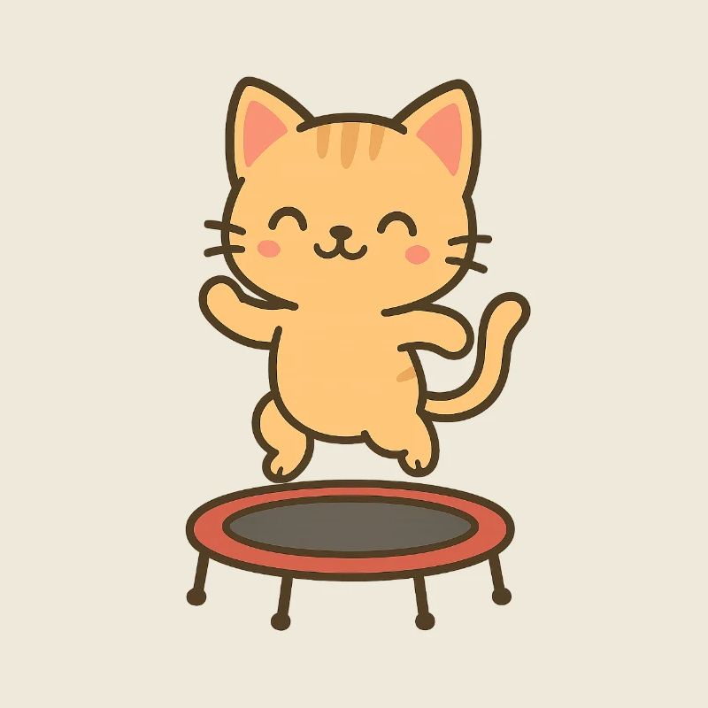 Chaton heureux sur trampoline