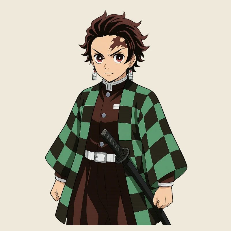 Hero Schachbrett Kimono Grün Säbel