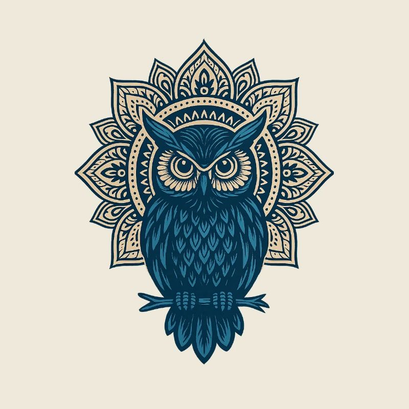 Mandala Hibou Bleu