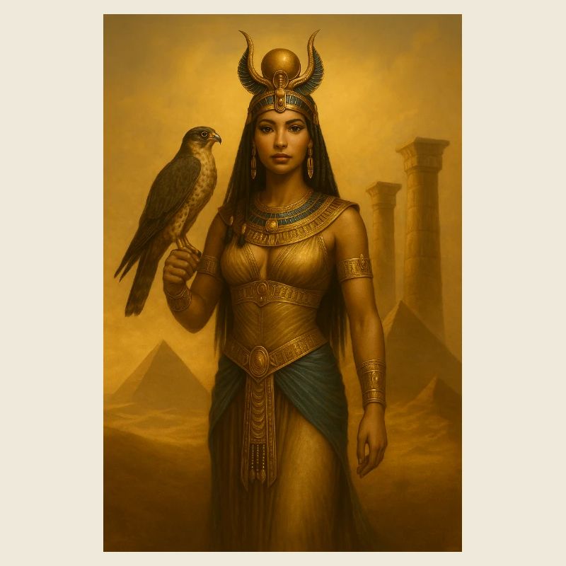 Egyptian Goddess – Falcon and Pyramids