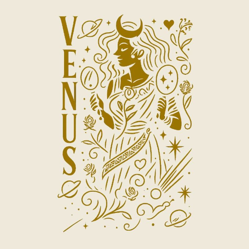 Venus Celestial Line Art Goddess