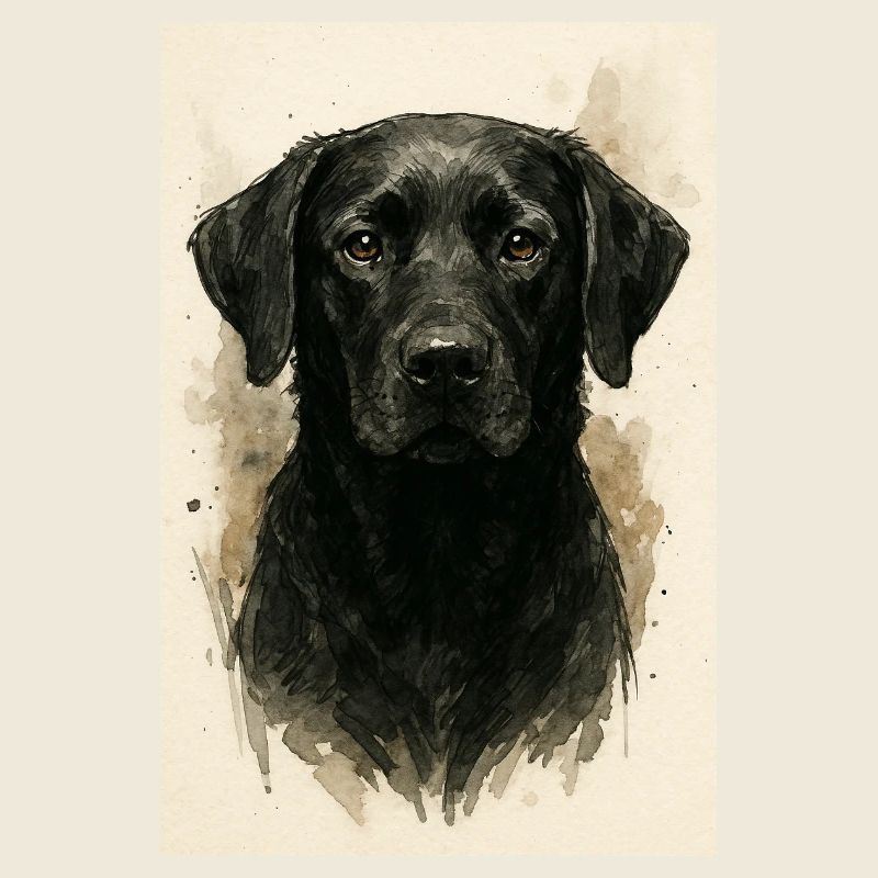 Schwarzer Hund Aquarell