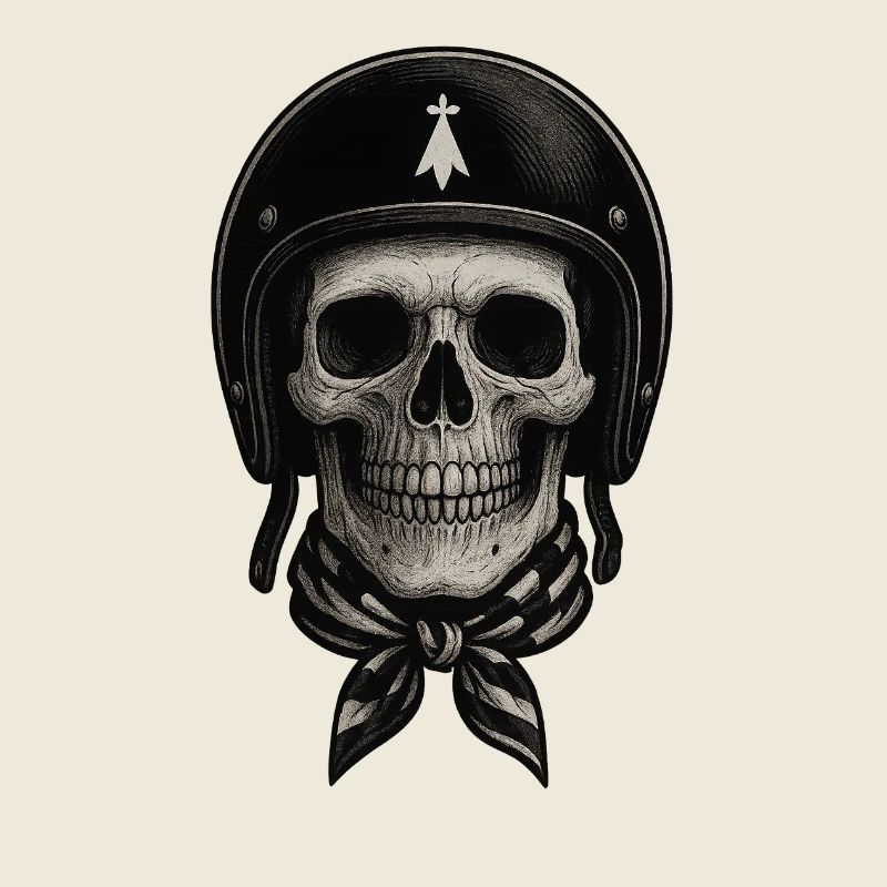 Skull Bikerhelm schwarz und Schal