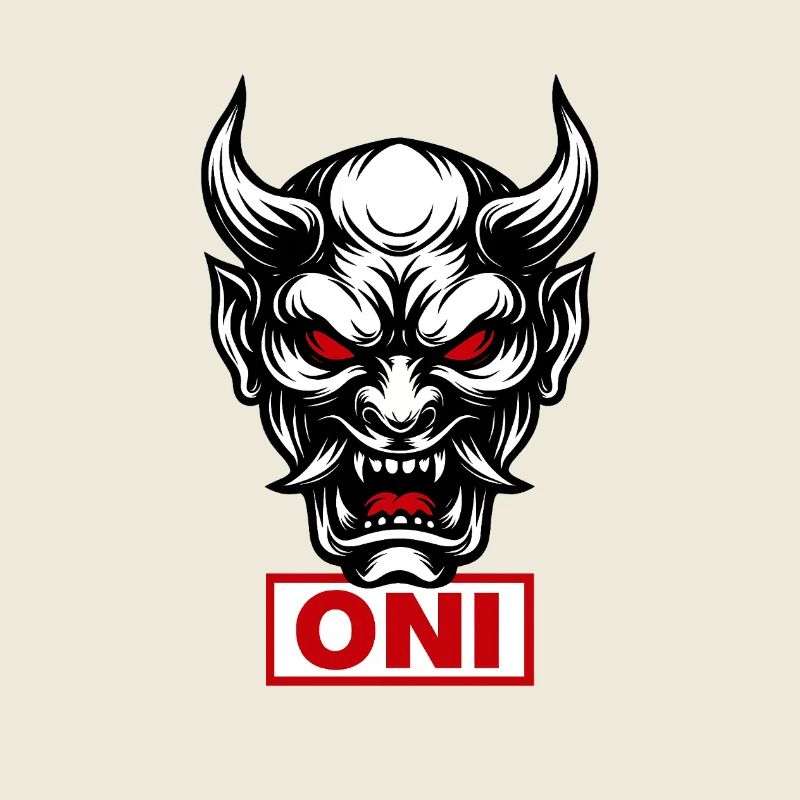 Japanese Oni Mask Demon Horror T-Shirt Design
