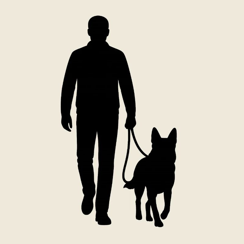 Gassi-Silhouette mit Hund