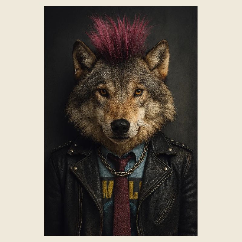 Wolf's Punk Mohawk Leather Jacket