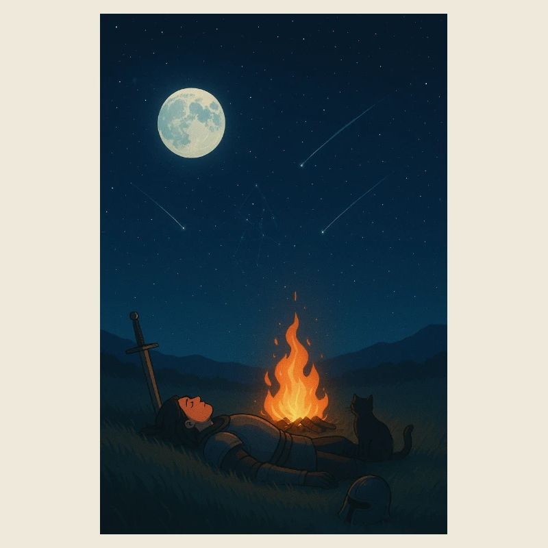 Nuit au clair de lune au feu de camp