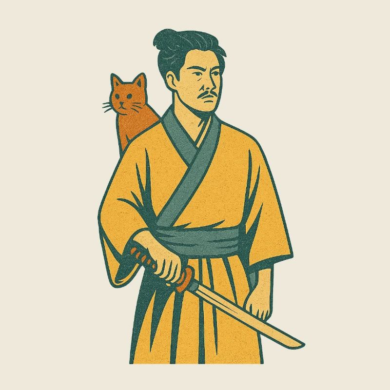 Samurai with Cat