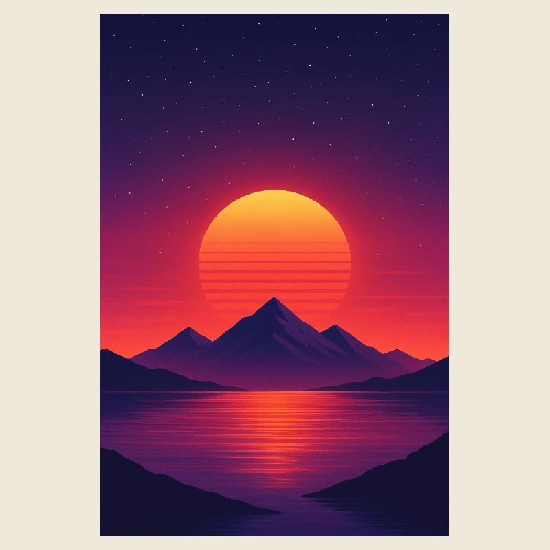 Coucher de soleil sur le lac alpin