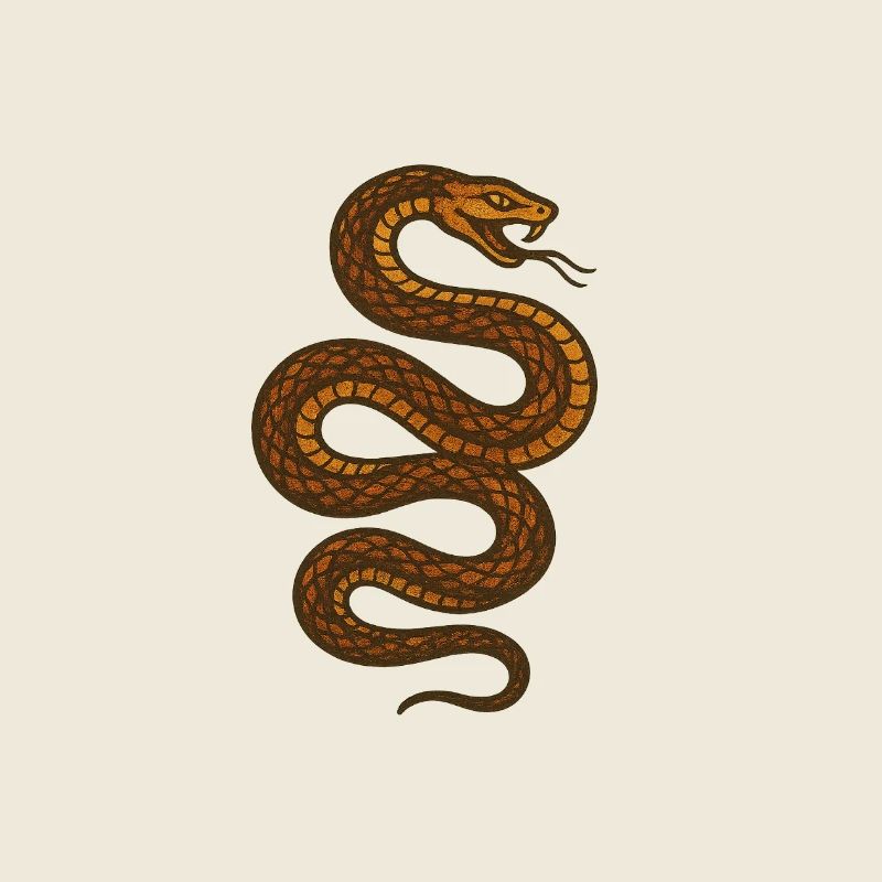 Brown coiled snake