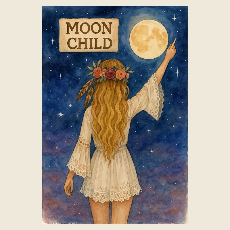 Mondkind mit Blumenkranz