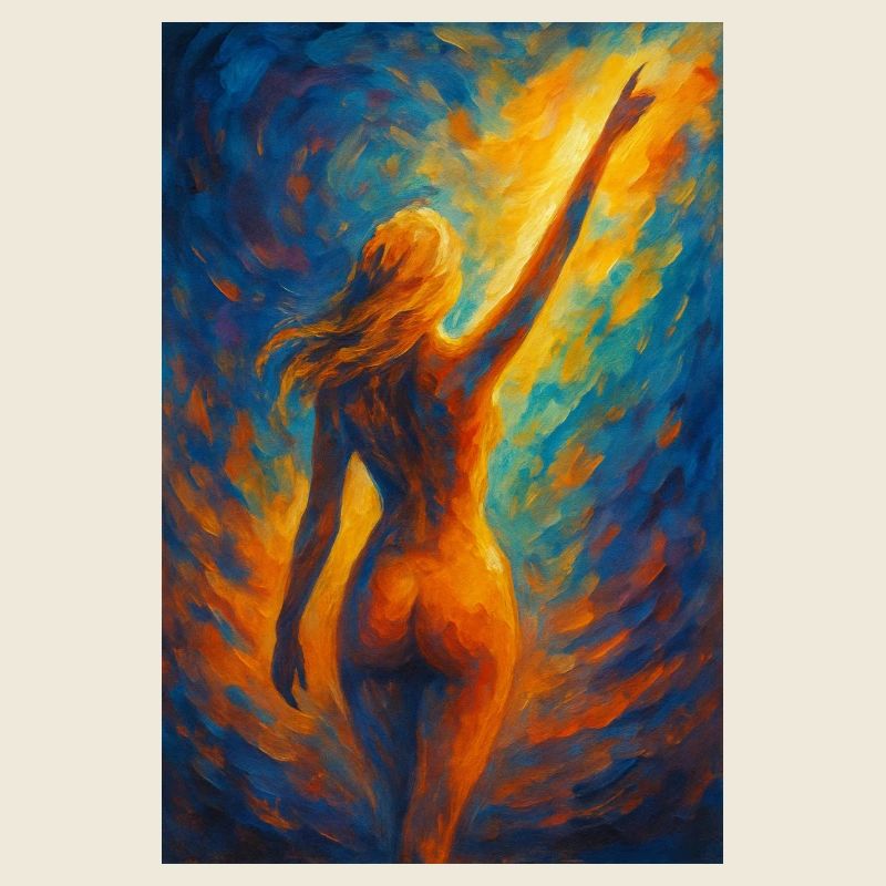 Silhouette in firelight