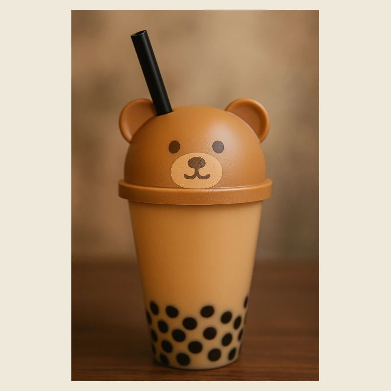 Conception de tasse de thé bulle à couvercle d’ours