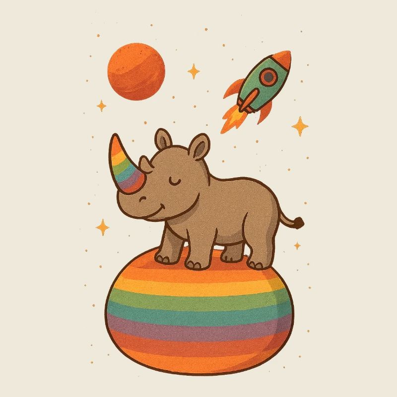 Rainbow Rhino in Space Regenbogen-Nashorn im All