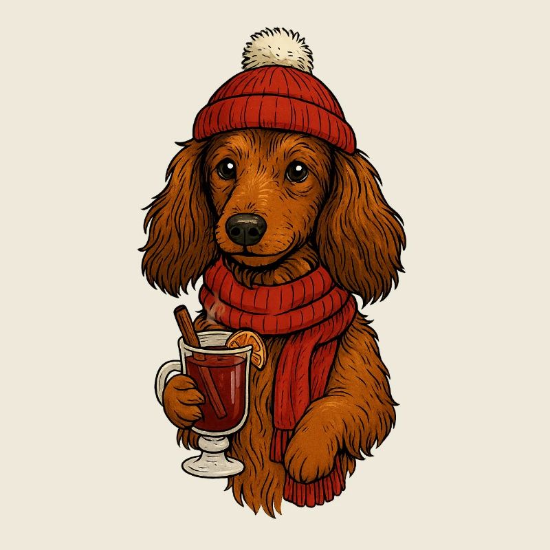 Winter warmth dog with drink