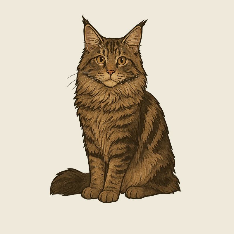 Maine Coon Cat Illustration