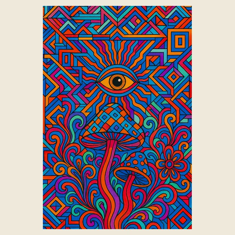 Psychedelisches Auge und Pilze
