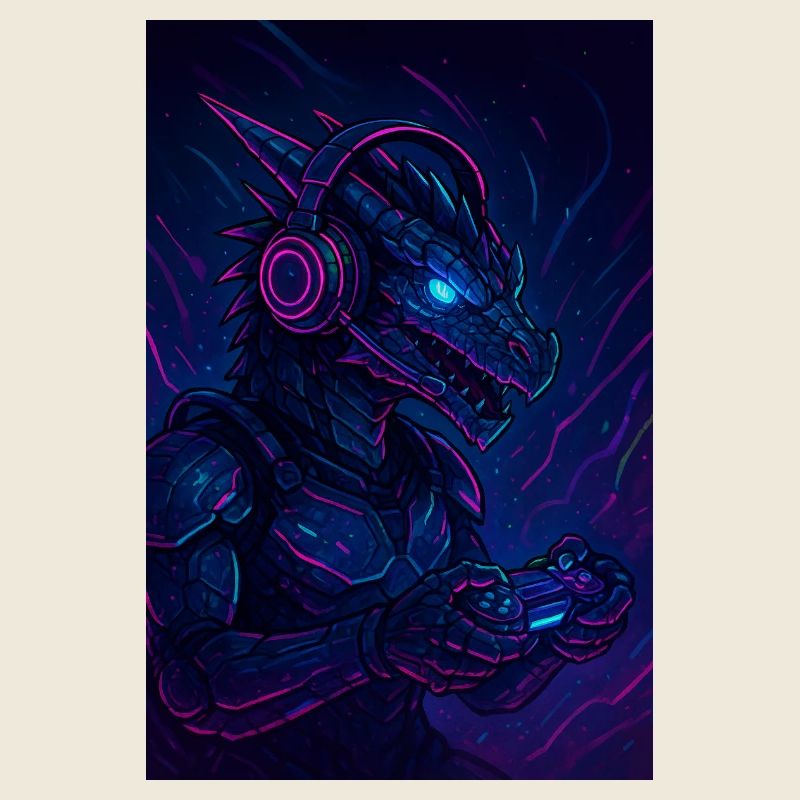 Neon Drachen Gamer