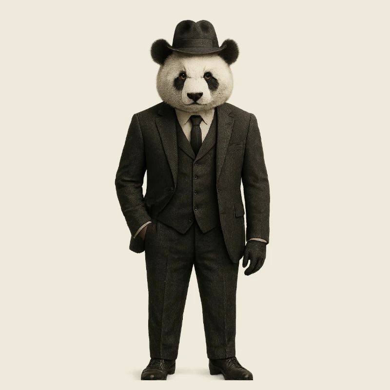 Panda in eleganter Kostüm