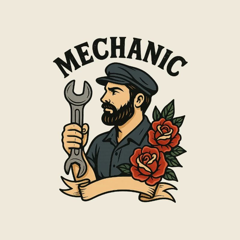 Mechanic with roses