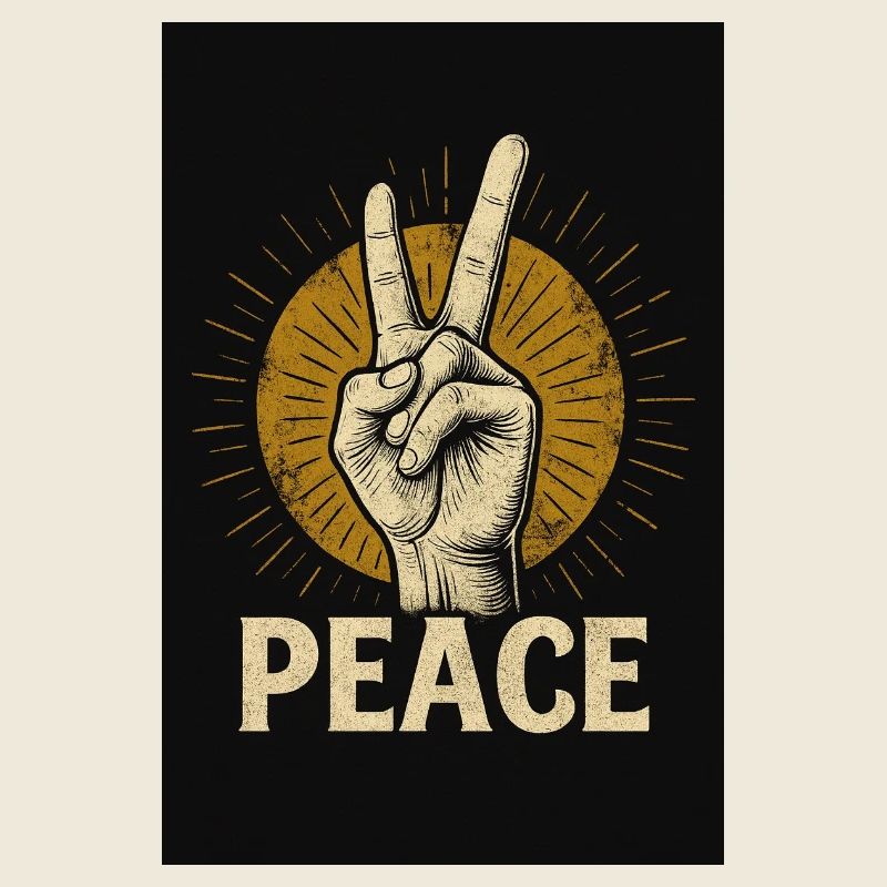 Peace Hand Retro Design