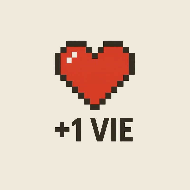Cœur Pixel +1 Vie Retro