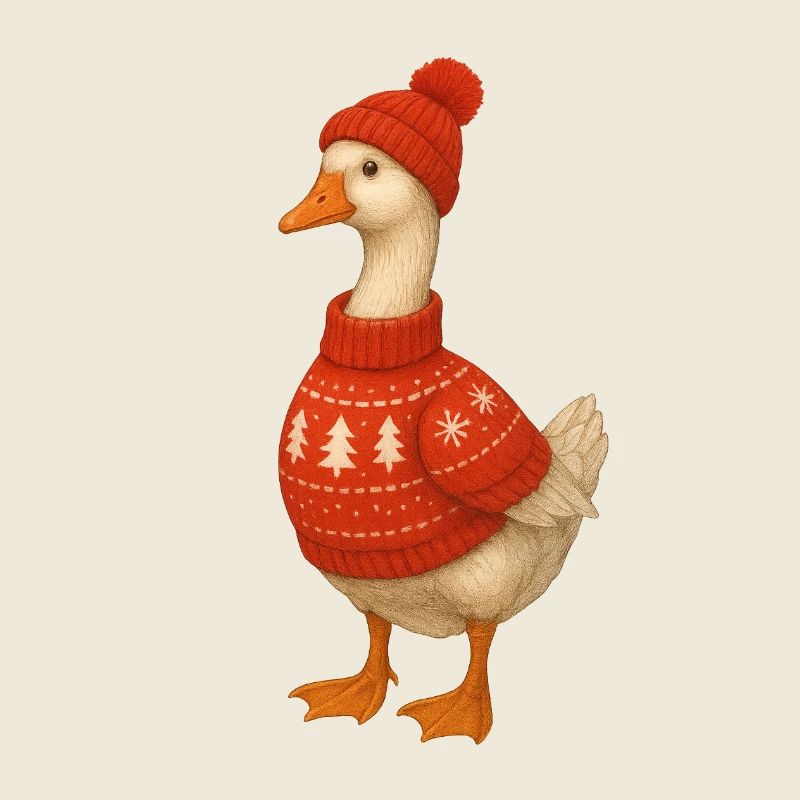 Goose in knitted sweater